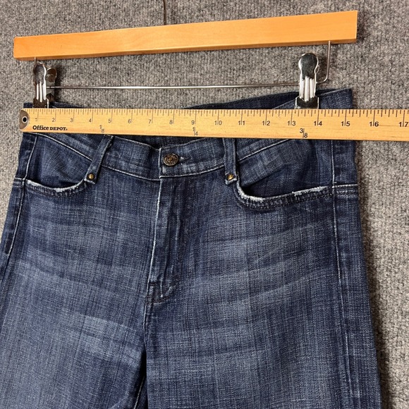 7 For All Mankind Buckle Back Women Flare Jeans Dark Wash Blue Denim  30 - Picture 5 of 10